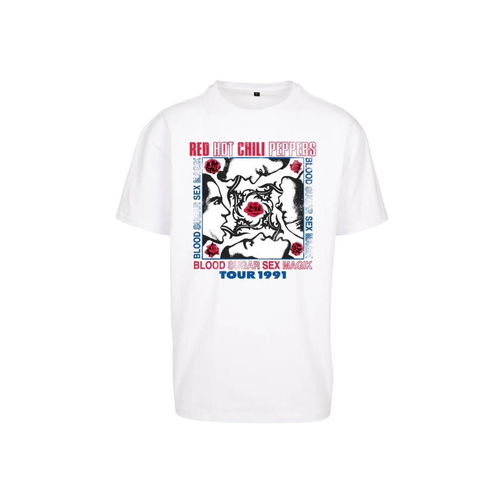 Mister Tee Red Hot Chili Peppers - Tour 1991 Oversize Heren Tshirt - Wit